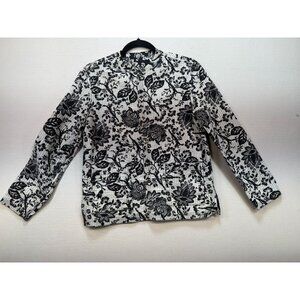 Nomadic Traders Quilted Reversible Cotton Jacket Coat S Black & White Floral